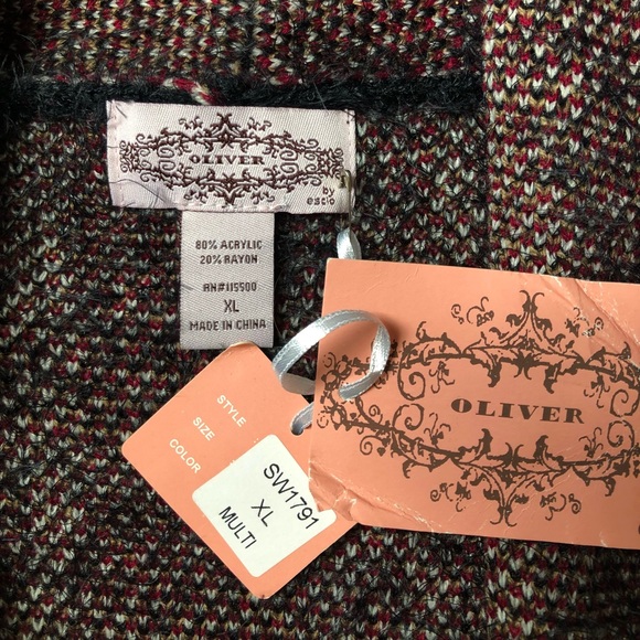 Anthropologie Oliver by Escio Maroon Plaid Open NWT Cardigan Size XL - Picture 9 of 9